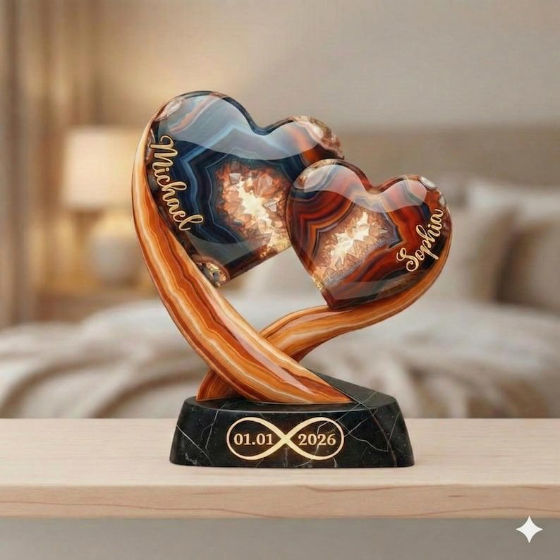 EternalLove – Placca Personalizzabile Doppio Cuore