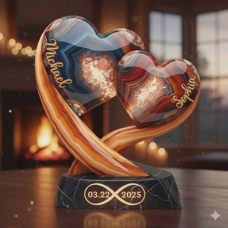EternalLove – Placca Personalizzabile Doppio Cuore