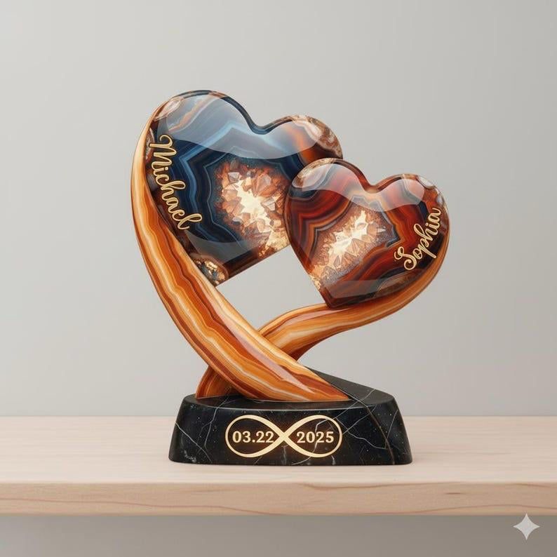EternalLove – Placca Personalizzabile Doppio Cuore