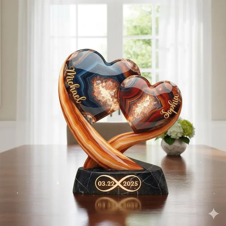 EternalLove – Placca Personalizzabile Doppio Cuore
